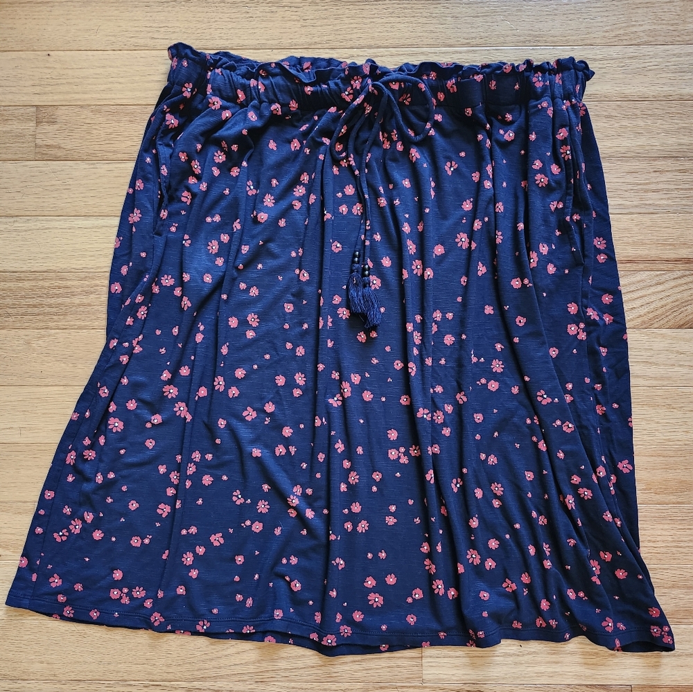 J. Jill XL Petite Knit Drawstring Skirt Elastic Waist & Pickets